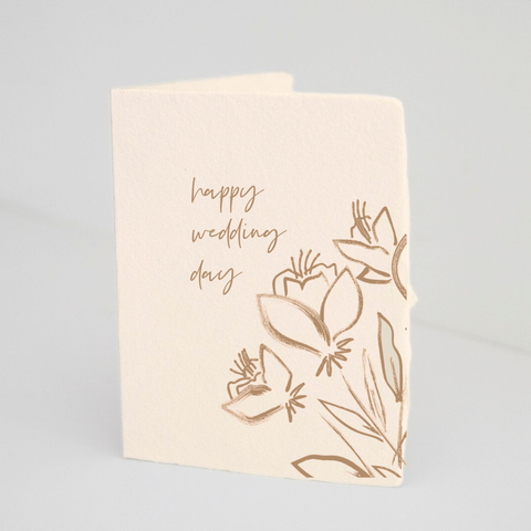"Happy Wedding Day" Wedding Engagement Greeting Card. Blank Inside.