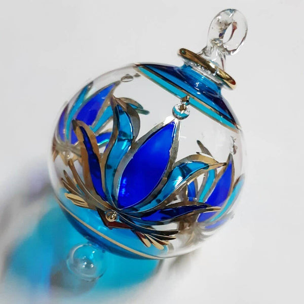 Blown Glass Ornament - Blue Lotus 2"