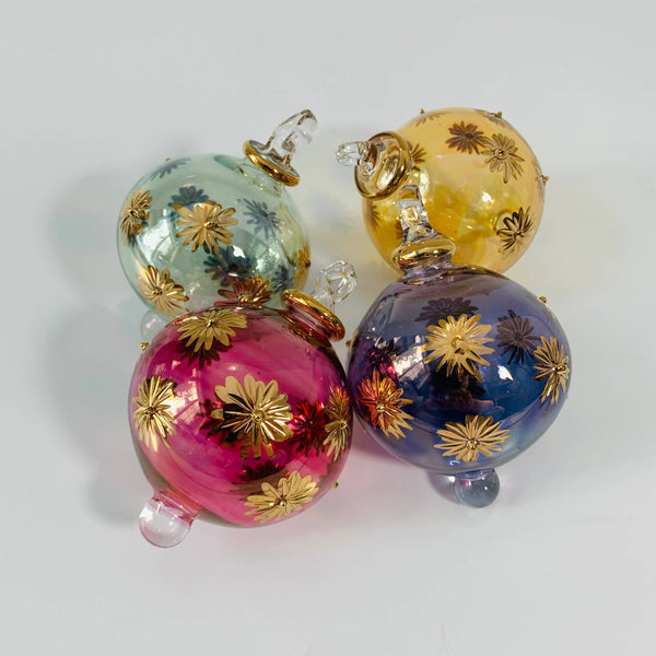 Blown Glass Small Ornament - Starry Sky Red 2"