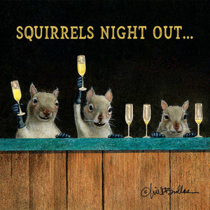 Squirrel's Night Out Beverage Napkin