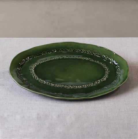 Valentina Oval Platter Ceramic Green