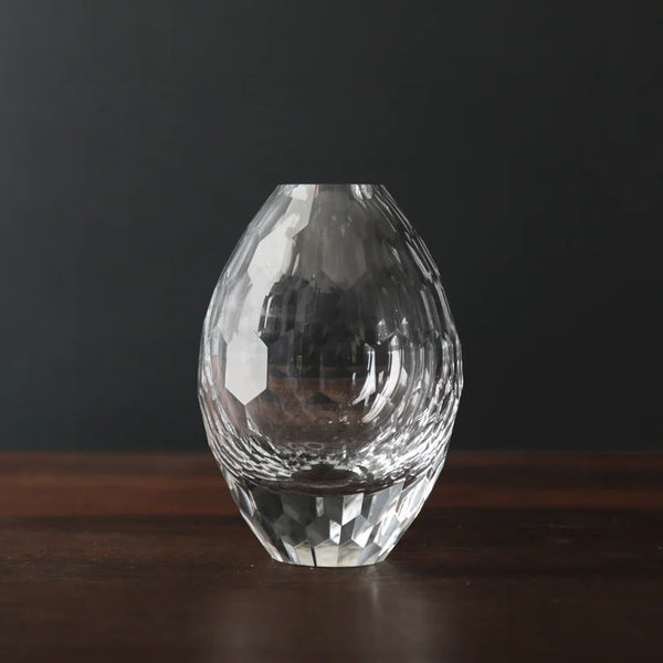 Faceted Teardrop Bud Vase Glass Clear