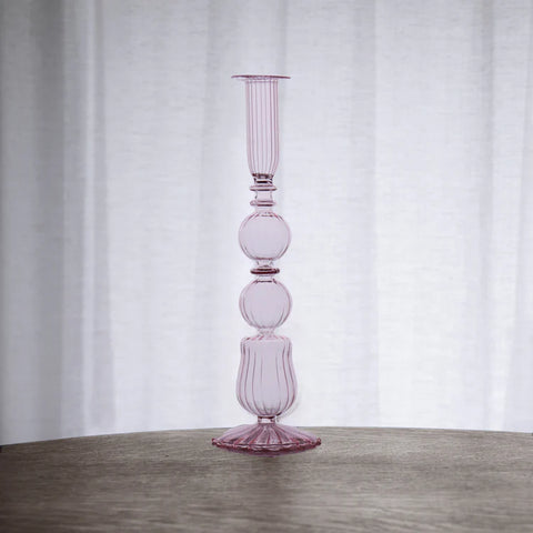 Cambridge Emma 10.5" Candlestick Holder Glass Set of 2 Light Pink