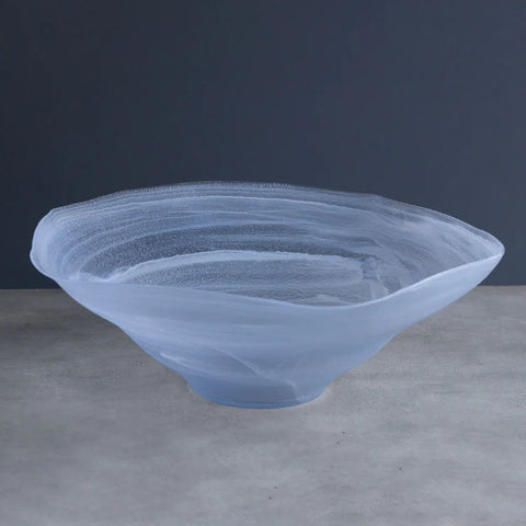Alabaster Wave Extra Large Bowl Glass Clear and Blue