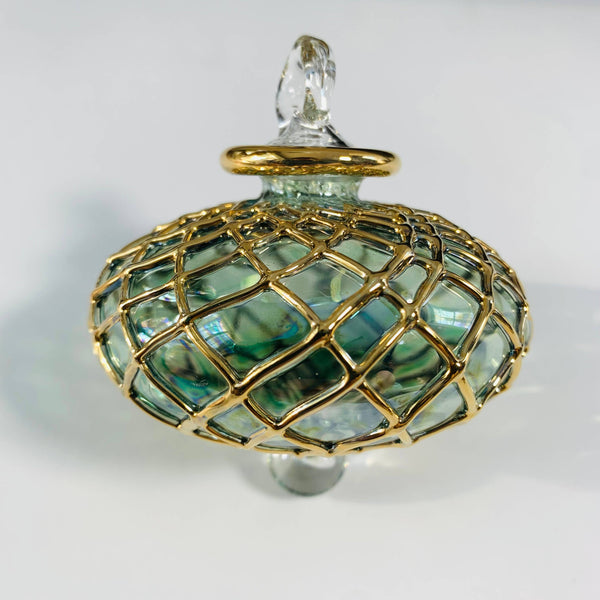 Blown Glass Small Ornament - Diamond Toupie Emerald 2"