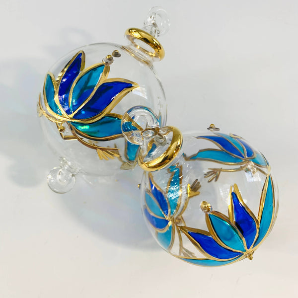 Blown Glass Ornament - Blue Lotus 2"