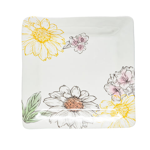 Melamine Square Platter, Spring Floral 13"