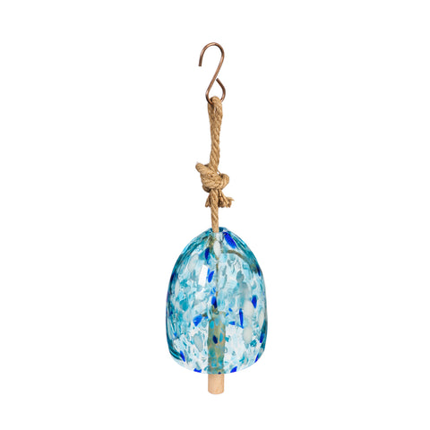 Art Glass Garden Bell Chime Light Blue 8"