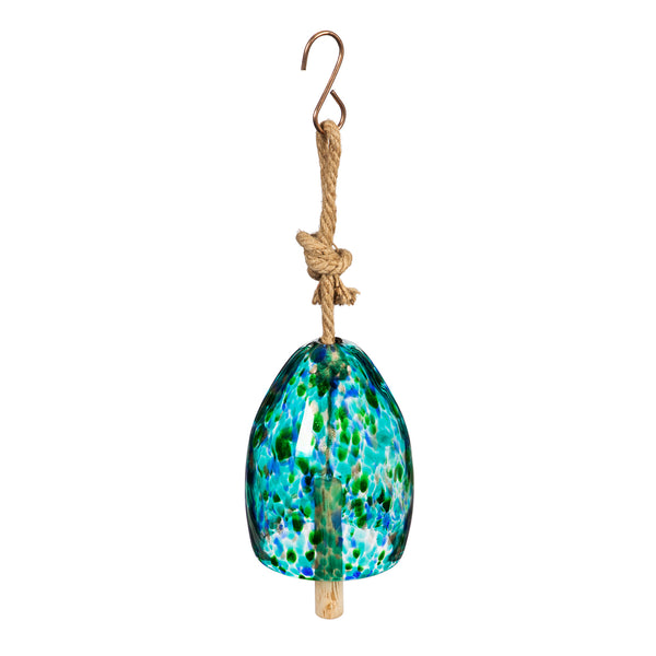 Art Glass Garden Bell Chime Turquoise 8"