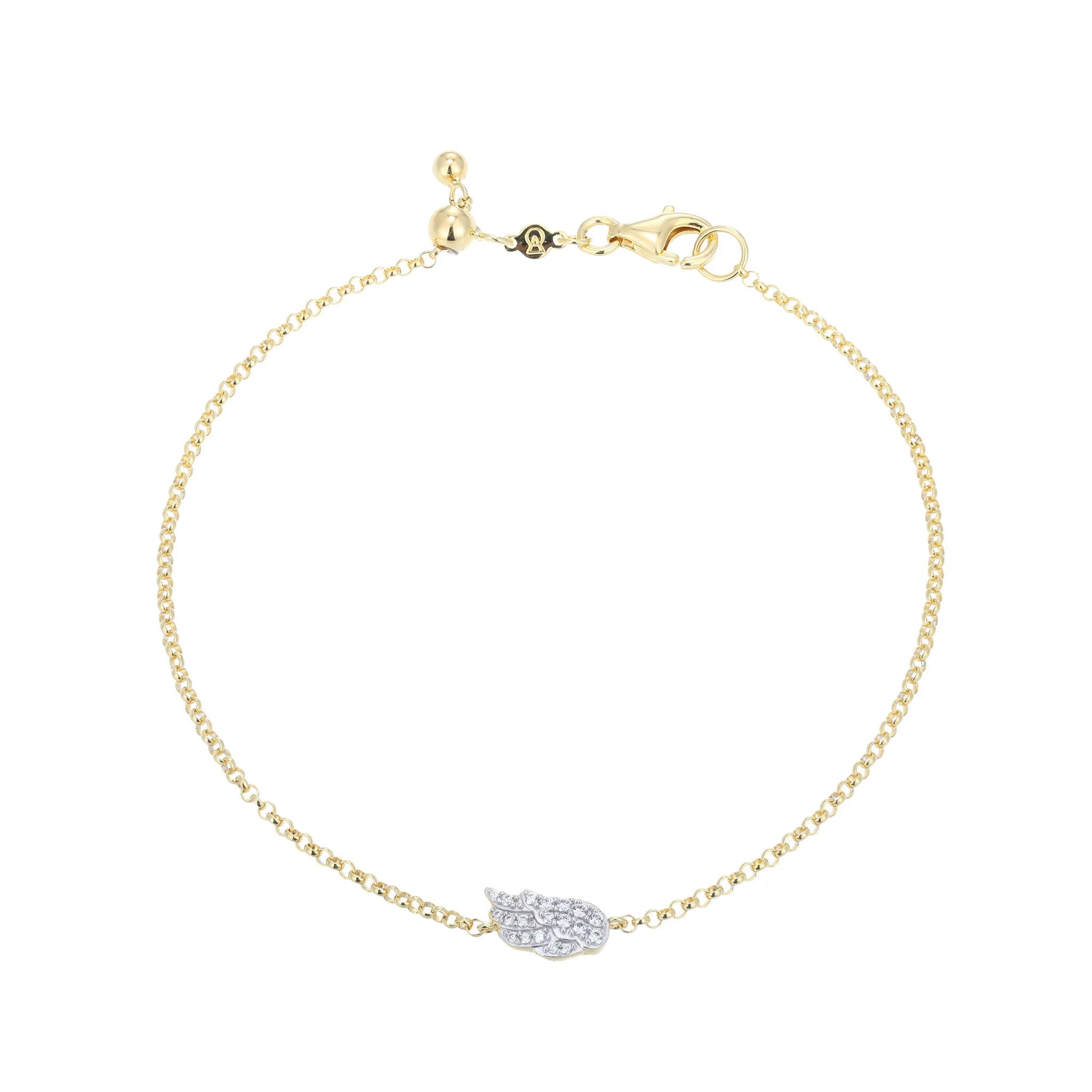 Diamond Wing Bracelet 0.10CTW Gold Plated Sterling Silver 7.75"