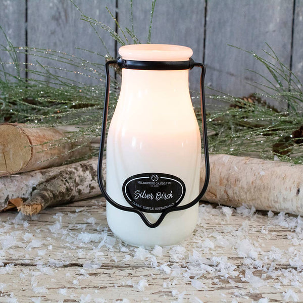 Milkbottle 14oz Candle: Silver Birch