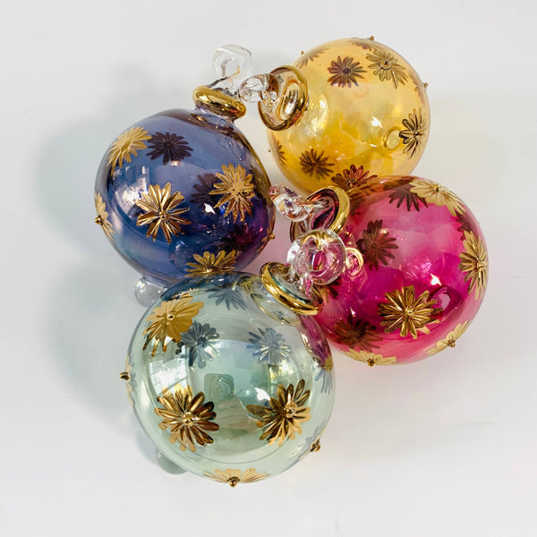 Blown Glass Small Ornament - Starry Sky Red 2"