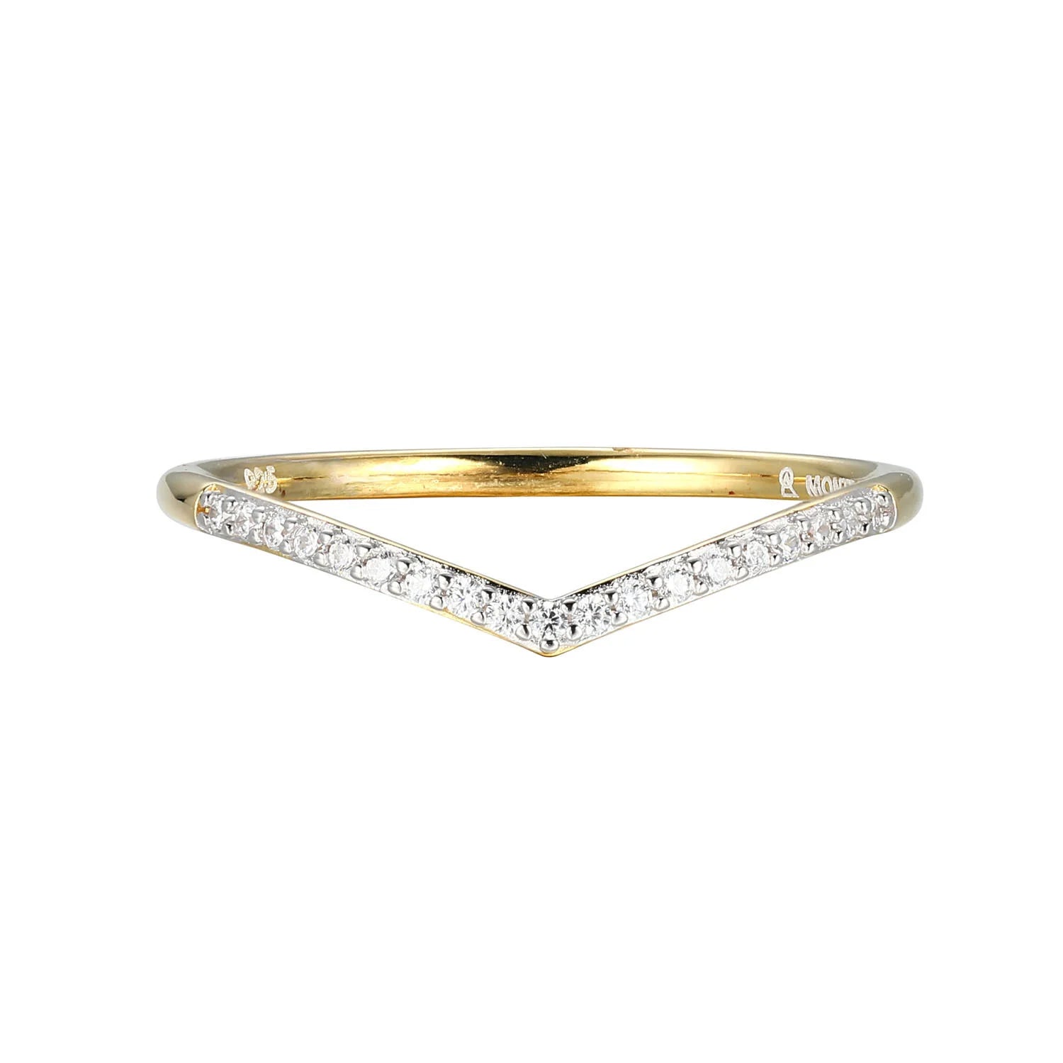 Diamond Chevron Band 0.095CTW Gold Plated Sterling Silver Size 7