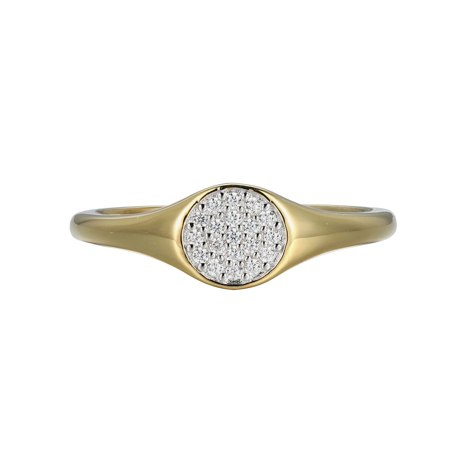 Diamond Round Pave Ring 0.10CTW Gold Plated Sterling Silver Size 7