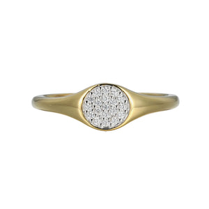 Diamond Round Pave Ring 0.10CTW Gold Plated Sterling Silver Size 7