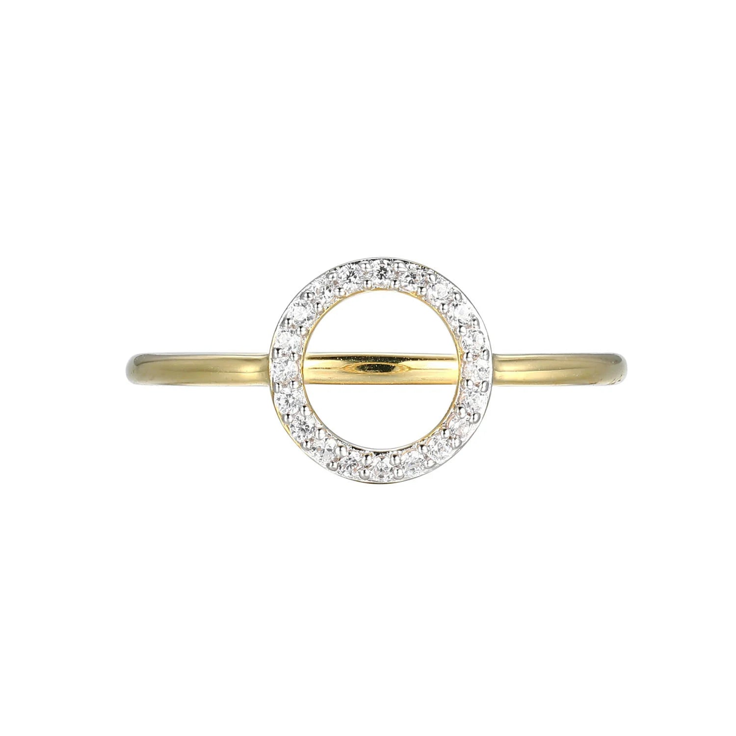 Diamond Halo Ring 0.10CTW Gold Plated Sterling Silver Size 7