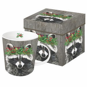 Winter Berry Racoon Gift-Boxed Mug