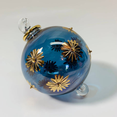 Blown Glass Ornament - Starry Blue Sky 3.35"