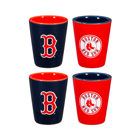 Boston Red Sox 4-Piece Ceramic 2oz. Shot Glass Set