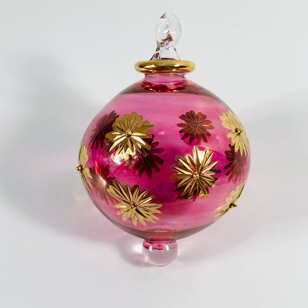 Blown Glass Small Ornament - Starry Sky Red 2"