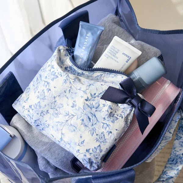 Something Navy Bow Crinkle Makeup Bag