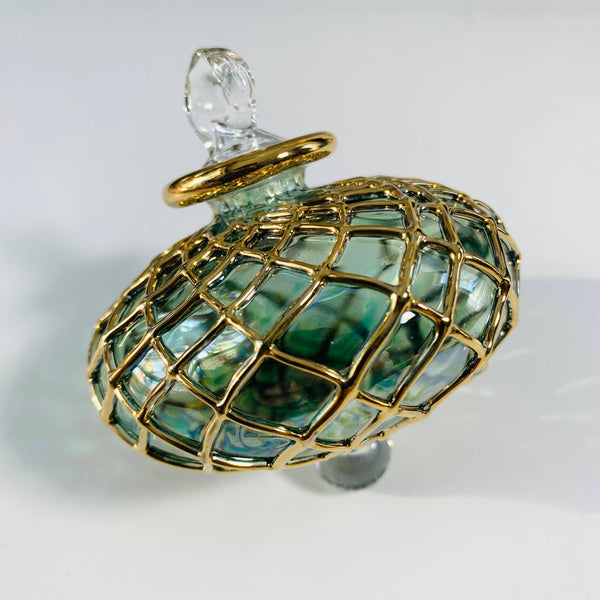 Blown Glass Small Ornament - Diamond Toupie Emerald 2"