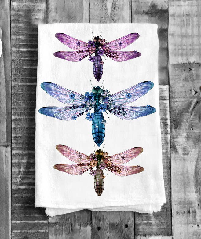 Vintage Dragonflies Insect Kitchen Flour Sack Tea Towel