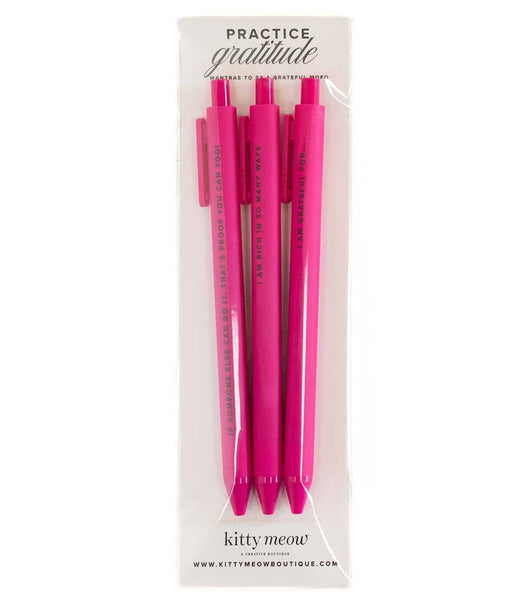 Practice Gratitude Pen Set - 3 Bright Pink Teacher Gift Idea