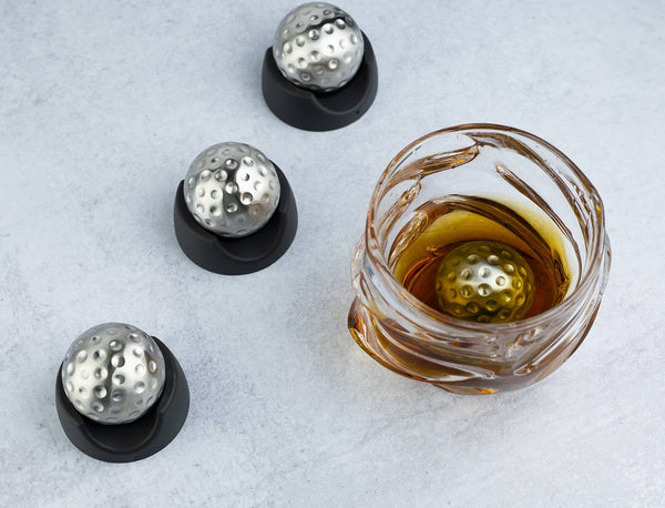 Golf Ball Shaped Stainless Steel Whiskey Stones, 4 Stones