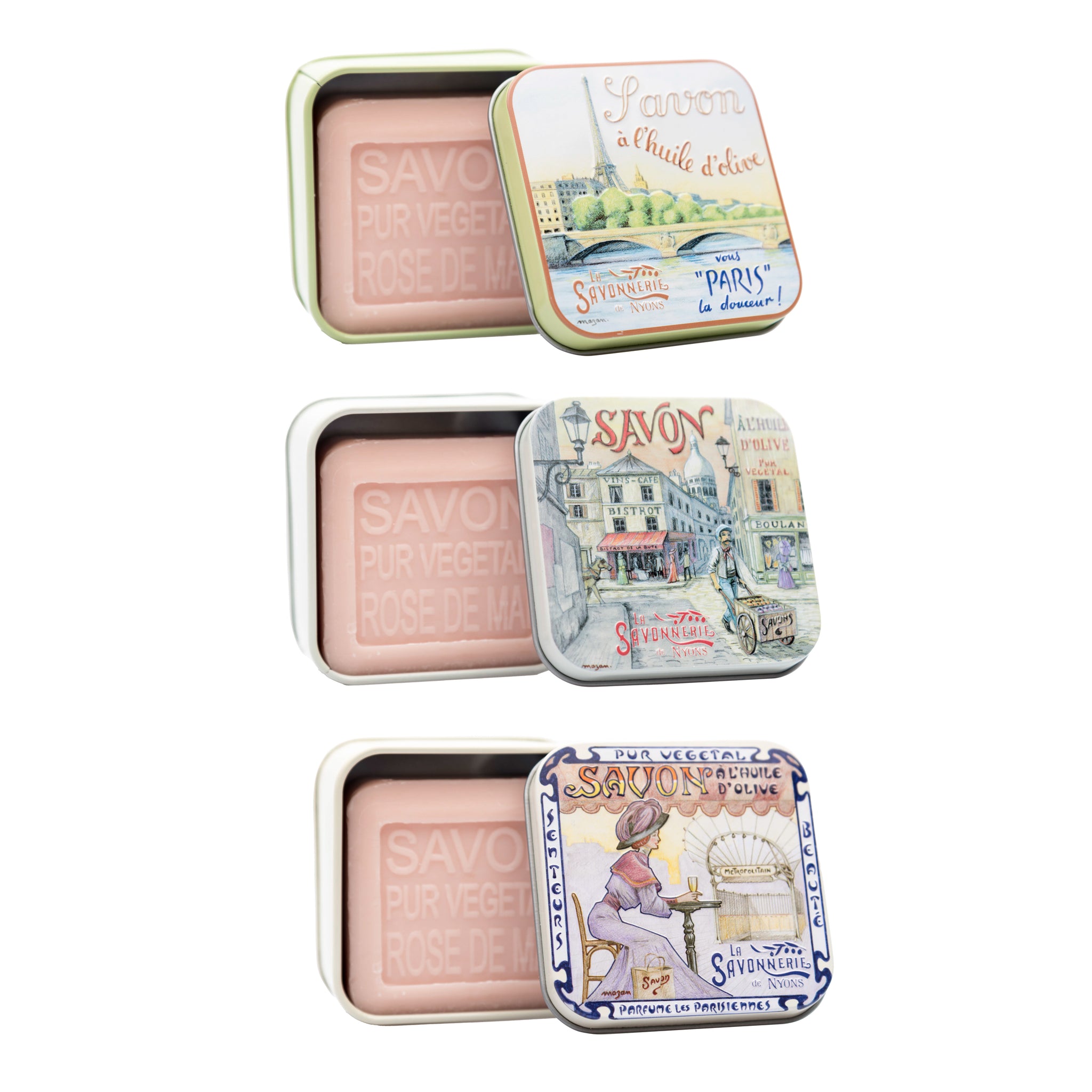 French Rose Bar Soap in Tin Gift Box 3.5oz