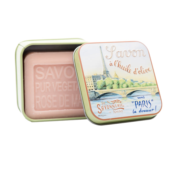 French Rose Bar Soap in Tin Gift Box 3.5oz