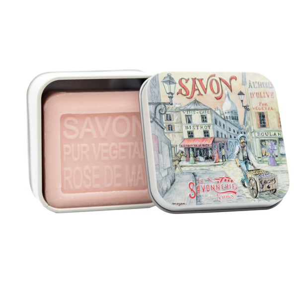 French Rose Bar Soap in Tin Gift Box 3.5oz