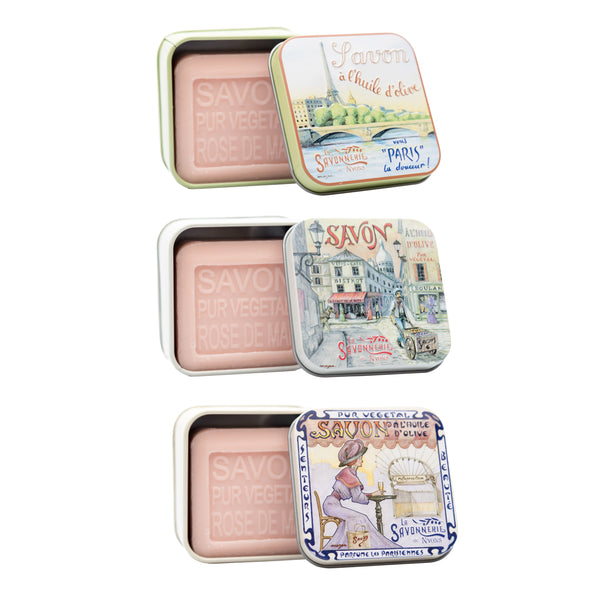 French Rose Bar Soap in Tin Gift Box 3.5oz