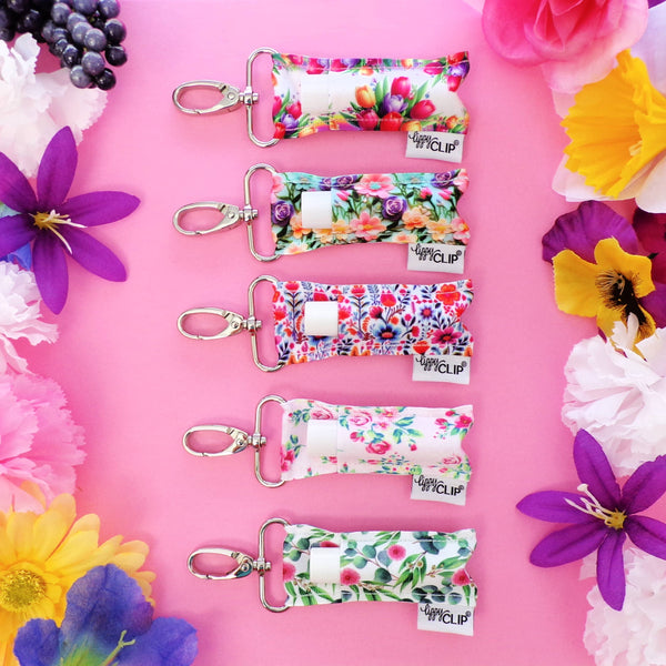 Aqua Floral LippyClip Lip Balm Holder