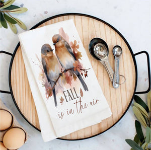 Autumn Fall is in the Air Birds Tea Towel