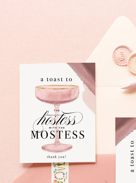 Hostess with the Mostess - Champagne Thank You Greeting Card