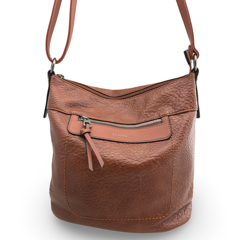 Vegan Leather Shoulder Bag Brown