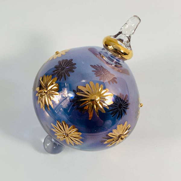 Blown Glass Small Ornament - Starry Sky Blue 2"