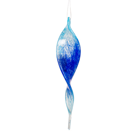 Hanging Art Glass Outdoor Ornament Blue 7"