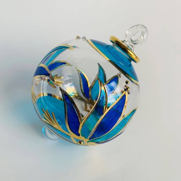 Blown Glass Ornament - Blue Lotus 2"