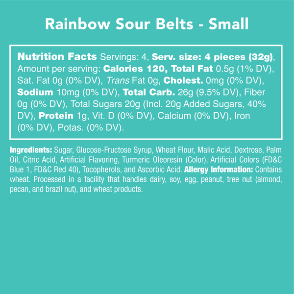 Rainbow Sour Belts 6oz