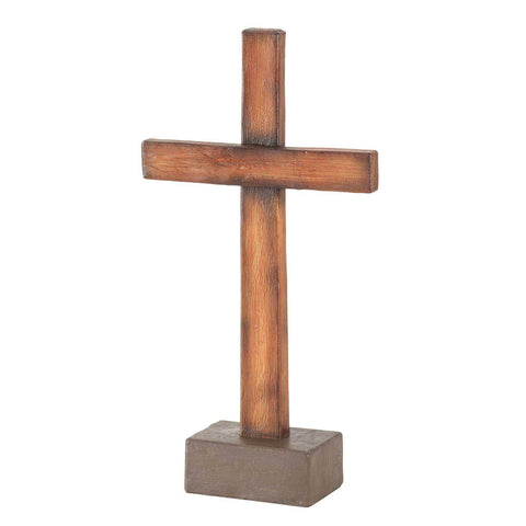 Rustic Wood Look Resin Cross 11.75"H