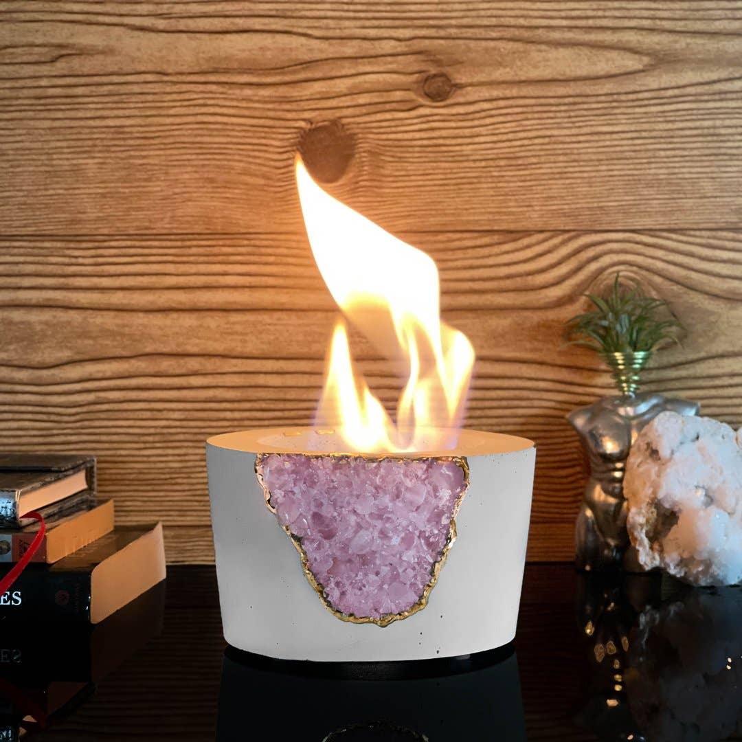 Fire Geode Geode Rose Quartz Crystal Fire Bowl – Giftology East Longmeadow