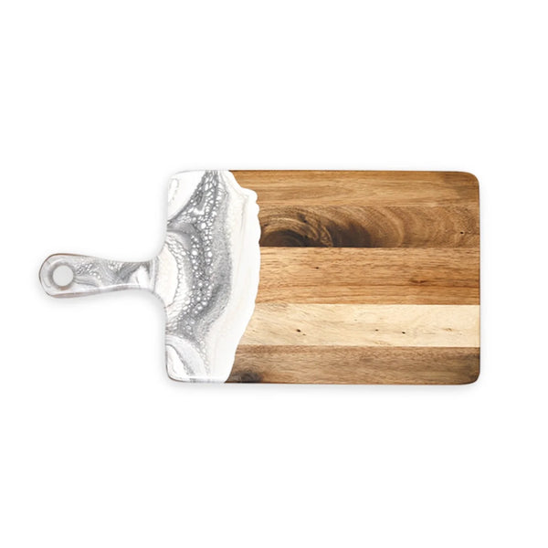 Medium Acacia Cheese Board with Handle 8x16 Marble