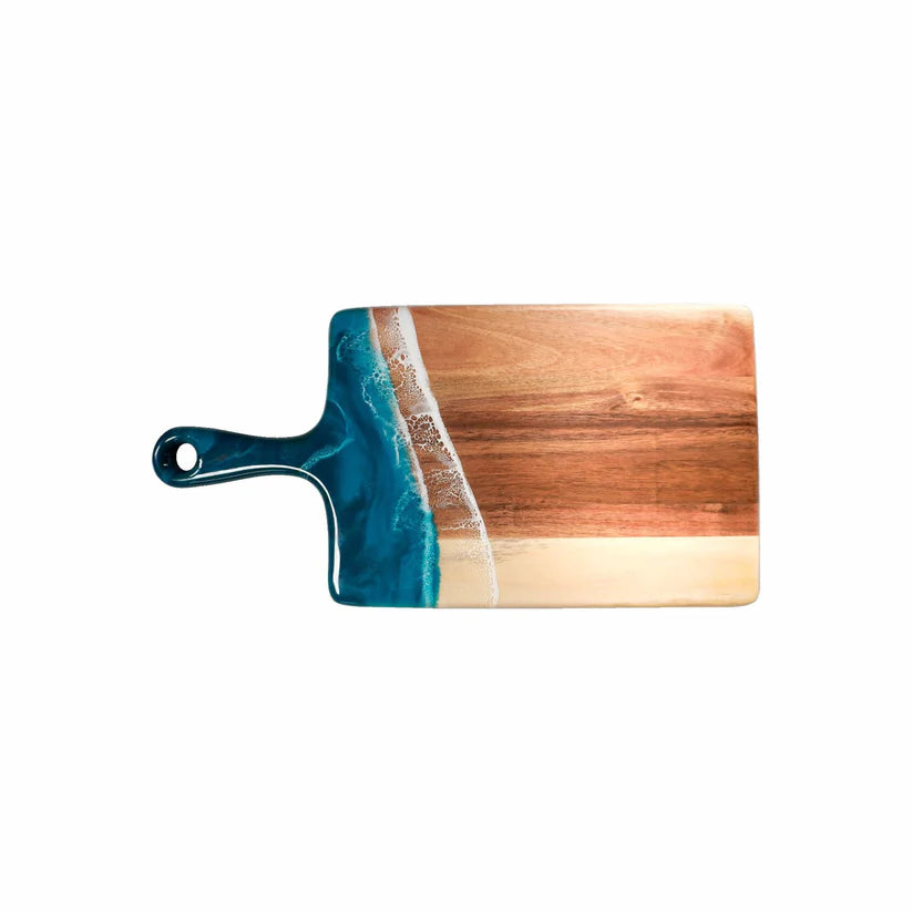 Medium Acacia Cheese Board with Handle 8x16 Ocean Vibes