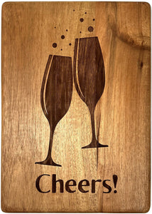 Acacia Wedding Cutting Board 8x11 Cheers!