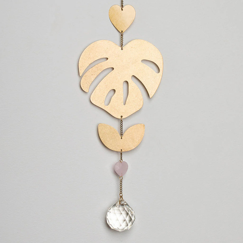 Suncatcher - Monstera Leaf/Rose Quartz