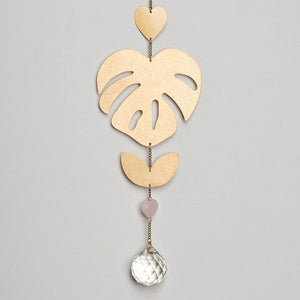 Suncatcher - Monstera Leaf/Rose Quartz