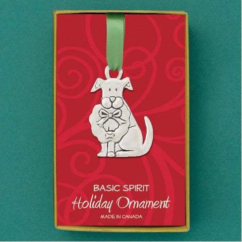 Dog w/ Wreath Holiday Ornament