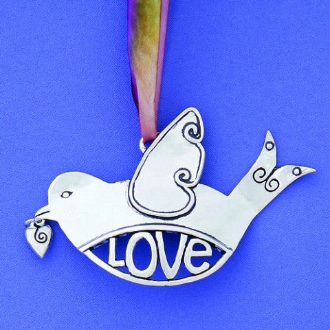 Love w/ Heart Birds in Flight Ornament